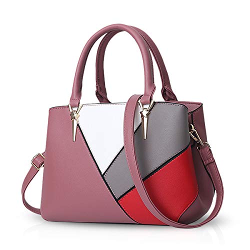 NICOLE & DORIS Handtaschen für Damen Taschen Leder Damen Handtasche die neuesten Trends Spleiß Farbe Umhängetaschen Rosa von NICOLE & DORIS