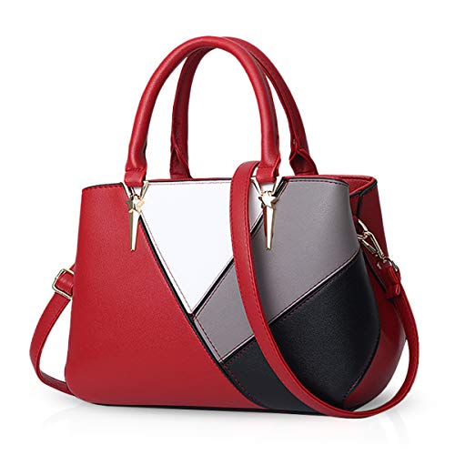 NICOLE & DORIS Handtaschen für Damen taschen Leder Damen Handtasche die neuesten Trends Spleiß Farbe Umhängetaschen rot von NICOLE & DORIS