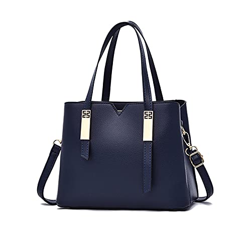 NICOLE & DORIS Henkeltasche Damen Handtaschen Elegante Umhängetasche Shopper Tote Handtasche Schultertasche PU Leder Businesstasche Frauen Klassische Tasche Navy Blau von NICOLE & DORIS