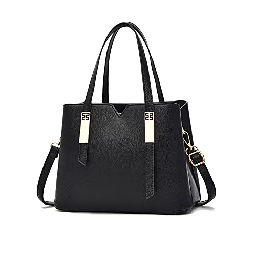 NICOLE & DORIS Henkeltasche Damen Handtaschen Elegante Umhängetasche Shopper Tote Handtasche Schultertasche PU Leder Businesstasche Frauen Klassische Tasche Schwarz von NICOLE & DORIS