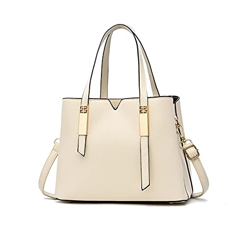 NICOLE & DORIS Henkeltasche Damen Handtaschen Elegante Umhängetasche Shopper Tote Handtasche Schultertasche PU Leder Businesstasche Frauen Klassische Tasche Weiß von NICOLE & DORIS