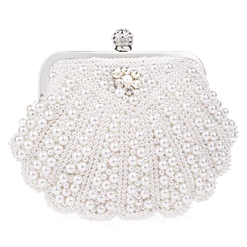 NICOLE&DORIS Imitat Perle der Frauen Bördelte Harte Fallkupplungstasche,Hochzeit Handtasche Abschlussball Beutel Geldbeutel des Dameabends Weiß L NICOLE&DORIS Imitat Perle der Frauen Bördelte Harte Fallkupplungstasche,Hochzeit Handtasche Abschlussball Beutel Geldbeutel des Dameabends Weiß L von NICOLE & DORIS