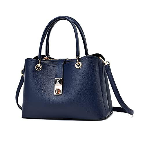 NICOLE & DORIS Klein Tasche Einfach und Elegant Schultertaschen Damen Handtasche mit Fächern Multifunktionale Frauen Umhängetasche Mode Tote Bag mit Top Griff Navy Blau von NICOLE & DORIS