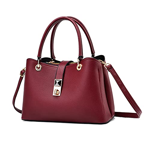 NICOLE & DORIS Klein Tasche Einfach und Elegant Schultertaschen Damen Handtasche mit Fächern Multifunktionale Frauen Umhängetasche Mode Tote Bag mit Top Griff Rotwein NICOLE & DORIS Klein Tasche Einfach und Elegant Schultertaschen Damen Handtasche mit Fächern Multifunktionale Frauen Umhängetasche Mode Tote Bag mit Top Griff Rotwein von NICOLE & DORIS