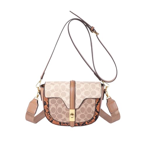 NICOLE & DORIS Klein Umhängetasche Damen Crossbody Bag Schlangenmuster Schultertasche PU Leder Kuriertaschen Mädchen Messenger Bag Handytasche Braun von NICOLE & DORIS