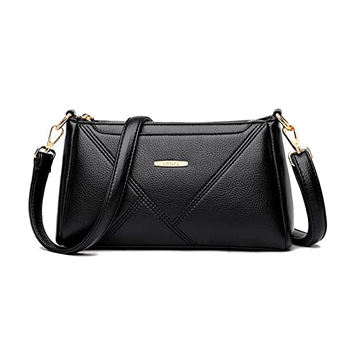 NICOLE & DORIS Klein Umhängetasche Damen Handtasche Elegant Schultertaschen PU Leder Frauen Kuriertaschen Unterarmtasche Handytasche Crossbody Bag Satchel Handtasche Schwarz von NICOLE & DORIS