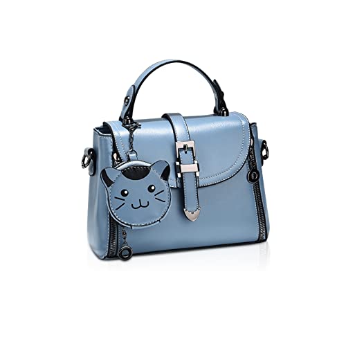 NICOLE & DORIS Kleine Frauen Handtasche Umhängetasche Damen Henkeltasche Cute Tasche Crossbody Geldbörse Schultertasche für Mädchen Messenger Bag PU Leder Blau von NICOLE & DORIS