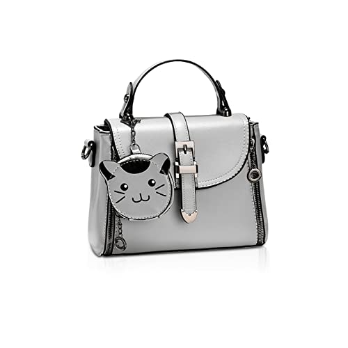 NICOLE & DORIS Kleine Frauen Handtasche Umhängetasche Damen Henkeltasche Cute Tasche Crossbody Geldbörse Schultertasche für Mädchen Messenger Bag PU Leder Grau von NICOLE & DORIS