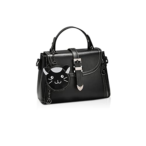 NICOLE & DORIS Kleine Frauen Handtasche Umhängetasche Damen Henkeltasche Cute Tasche Crossbody Geldbörse Schultertasche für Mädchen Messenger Bag PU Leder Schwarz von NICOLE & DORIS