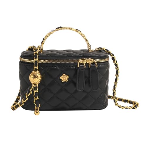 NICOLE & DORIS Kleine Handtasche Damen Kette Umhängetasche Eimertasche Schöne Henkeltasche PU Leder Schultertaschen Kuriertaschen Clutch Abendtasche Schwarz von NICOLE & DORIS
