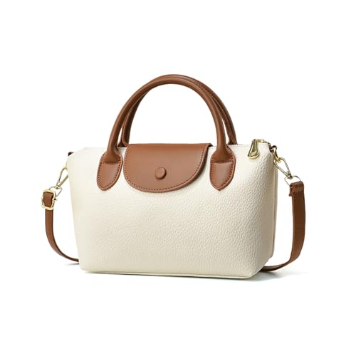 NICOLE & DORIS Kleine Handtasche Damen Mehrfarbige Umhängetasche Elegant Schultertaschen PU Leder Henkeltasche Mädchen Crossbody Bag Kuriertaschen Beige von NICOLE & DORIS