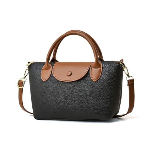 NICOLE & DORIS Kleine Handtasche Damen Mehrfarbige Umhängetasche Elegant Schultertaschen PU Leder Henkeltasche Mädchen Crossbody Bag Kuriertaschen Schwarz von NICOLE & DORIS