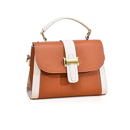 NICOLE & DORIS Kleine Handtasche Damen Mode Umhängetasche Elegant Schultertaschen PU Leder Satchel Handtasche Mehrfarbige Henkeltasche Mädchen Crossbody Bag Braun von NICOLE & DORIS