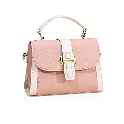 NICOLE & DORIS Kleine Handtasche Damen Mode Umhängetasche Elegant Schultertaschen PU Leder Satchel Handtasche Mehrfarbige Henkeltasche Mädchen Crossbody Bag Rosa von NICOLE & DORIS