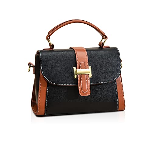 NICOLE & DORIS Kleine Handtasche Damen Mode Umhängetasche Elegant Schultertaschen PU Leder Satchel Handtasche Mehrfarbige Henkeltasche Mädchen Crossbody Bag Schwarz von NICOLE & DORIS