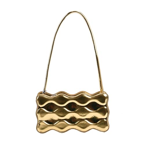 NICOLE & DORIS Kleine Handtasche Damen Umhängetaschen Modern Schultertaschen PU Leder Unterarmtasche Schicke Handtasche Clutch Abendtasche Handytasche Gold von NICOLE & DORIS