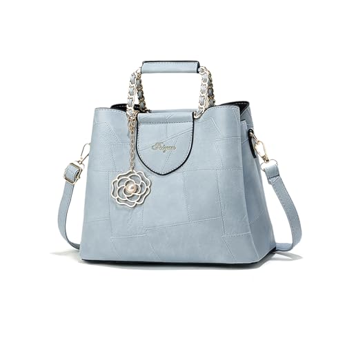 NICOLE & DORIS Kleine Handtasche Umhängetasche Damen Schultertaschen mit Griff Elegant Henkeltasche mit Vielen Fächern Crossbody Bag Satchel Tasche Blau von NICOLE & DORIS
