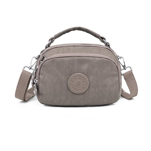 NICOLE & DORIS Kleine Umhängetasche Handtasche Damen Leichte Schultertasche mit Mehreren Taschen Nylon Messenger Bag Satchel Tasche für Shopping Arbeit Reise Dunkelbeige von NICOLE & DORIS