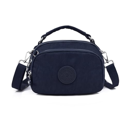 NICOLE & DORIS Kleine Umhängetasche Handtasche Damen Leichte Schultertasche mit Mehreren Taschen Nylon Messenger Bag Satchel Tasche für Shopping Arbeit Reise Dunkelblau von NICOLE & DORIS