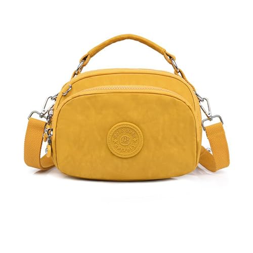 NICOLE & DORIS Kleine Umhängetasche Handtasche Damen Leichte Schultertasche mit Mehreren Taschen Nylon Messenger Bag Satchel Tasche für Shopping Arbeit Reise Gelb von NICOLE & DORIS