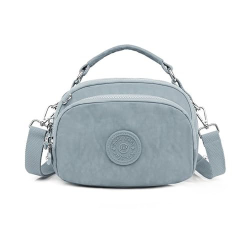 NICOLE & DORIS Kleine Umhängetasche Handtasche Damen Leichte Schultertasche mit Mehreren Taschen Nylon Messenger Bag Satchel Tasche für Shopping Arbeit Reise Hellblau von NICOLE & DORIS