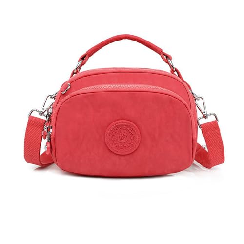 NICOLE & DORIS Kleine Umhängetasche Handtasche Damen Leichte Schultertasche mit Mehreren Taschen Nylon Messenger Bag Satchel Tasche für Shopping Arbeit Reise Rosa von NICOLE & DORIS