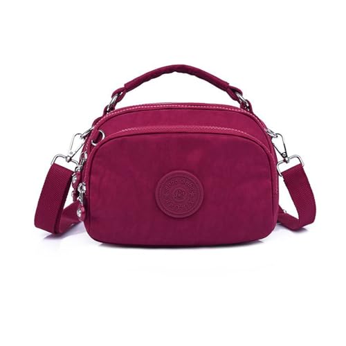 NICOLE & DORIS Kleine Umhängetasche Handtasche Damen Leichte Schultertasche mit Mehreren Taschen Nylon Messenger Bag Satchel Tasche für Shopping Arbeit Reise Violett von NICOLE & DORIS