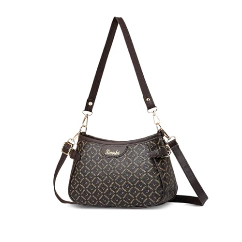 NICOLE & DORIS Kleine Umhängetasche Handtasche Damen Mini Schultertasche PU Leder Henkeltasche mit Bedruckt Handytasche Kuriertaschen mit 2 Schultergurt Kaffee NICOLE & DORIS Kleine Umhängetasche Handtasche Damen Mini Schultertasche PU Leder Henkeltasche mit Bedruckt Handytasche Kuriertaschen mit 2 Schultergurt Kaffee von NICOLE & DORIS