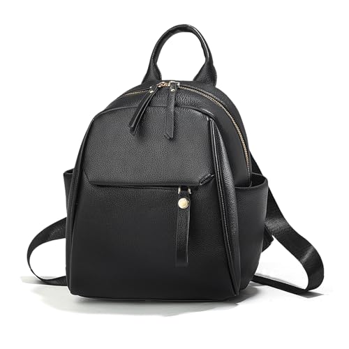 NICOLE & DORIS Kleiner Rucksack Damen Elegant Cityrucksack Mini Rucksäcke Wasserdichte Daypack Tagesrucksack Leichter Rucksack mit mehreren Taschen Schwarz von NICOLE & DORIS
