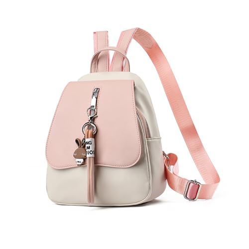 NICOLE & DORIS Kleiner Rucksack Damen Mini Rucksack Süß Daypack PU Leder Rucksäcke Mädchen Schultaschen Cityrucksack Anti Diebstahl Rucksack mit Klappe Rosa von NICOLE & DORIS