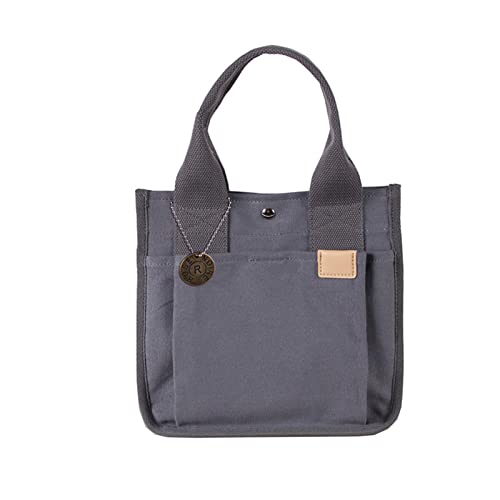 NICOLE & DORIS Lässige Damen-Einkaufstasche aus Segeltuch mit Tragegriff oben Groß Kapazität Multi-Pockets Schultertasche Damen Segeltuch taschen für Schule, Einkaufen und Arbeit Dunkelgrau von NICOLE & DORIS