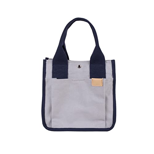 NICOLE & DORIS Lässige Damen-Einkaufstasche aus Segeltuch mit Tragegriff oben Groß Kapazität Multi-Pockets Schultertasche Damen Segeltuch taschen für Schule, Einkaufen und Arbeit Grau und Blau von NICOLE & DORIS