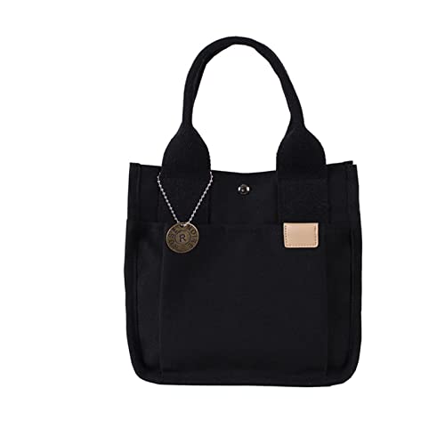 NICOLE & DORIS Lässige Damen-Einkaufstasche aus Segeltuch mit Tragegriff oben Groß Kapazität Multi-Pockets Schultertasche Damen Segeltuch taschen für Schule, Einkaufen und Arbeit Schwarz von NICOLE & DORIS