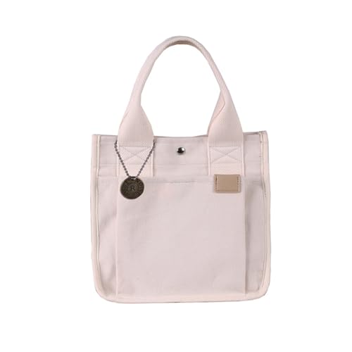 NICOLE & DORIS Lässige Damen-Einkaufstasche aus Segeltuch mit Tragegriff oben Groß Kapazität Multi-Pockets Schultertasche Damen Segeltuch taschen für Schule, Einkaufen und Arbeit Weiß von NICOLE & DORIS