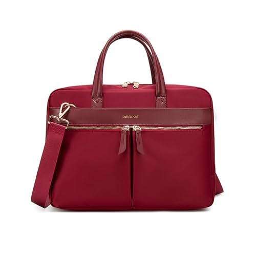 NICOLE & DORIS Laptop Handtasche 15-16 zoll Damen Aktentasche Laptoptasche Schultertasche Männer Business Büro Tasche Leichte Arbeitstasche mit Vielen Fächern Burgunderrot von NICOLE & DORIS