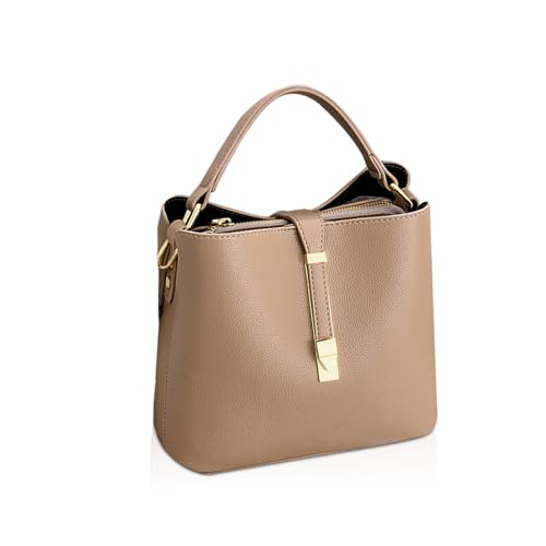 NICOLE & DORIS Leder Handtasche Damen Designer Frauen Umhängetasche mit Kartenfächer Shopper Klein Tasche Schultertasche Verstellbar Abnehmba Schwarz Large von NICOLE & DORIS