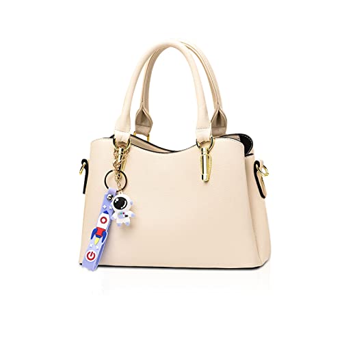 NICOLE & DORIS Mode Damen Handtaschen Elegante Henkeltasche PU Leder Schultertasche Designer Klein Tasche mit Mehreren Fächern Frauen Umhängetasche mit Anhänger Cremeweiß NICOLE & DORIS Mode Damen Handtaschen Elegante Henkeltasche PU Leder Schultertasche Designer Klein Tasche mit Mehreren Fächern Frauen Umhängetasche mit Anhänger Cremeweiß von NICOLE & DORIS