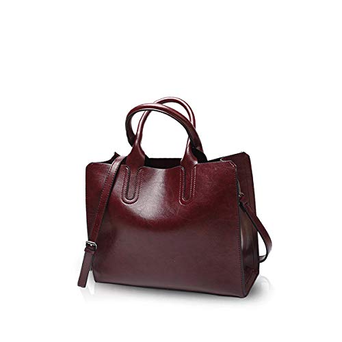 NICOLE&DORIS Mode Damen Handtaschen Umhängetasche Schultertaschen Henkeltaschen Messenger Bag Tasche Crossbody Bag Tote Wasserdicht Dauerhaft PU Rotwein von NICOLE & DORIS