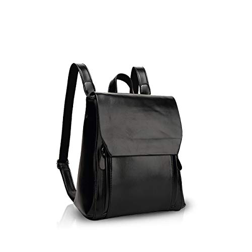 NICOLE&DORIS Mode Damen Rucksack Henkeltaschen Schulrucksack Reisen Daypacks Outdoor Tasche Weich PU Schwarz von NICOLE & DORIS