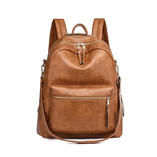 NICOLE & DORIS Mode Damen Rucksack wasserdichte Damenrucksäcke PU Leder Daypack Frauen Reiserucksack Multifunktion Schultertasche Schulrucksack Tagesrucksack Braun von NICOLE & DORIS