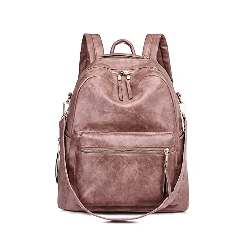 NICOLE & DORIS Mode Damen Rucksack wasserdichte Damenrucksäcke PU Leder Daypack Frauen Reiserucksack Multifunktion Schultertasche Schulrucksack Tagesrucksack Rosa von NICOLE & DORIS