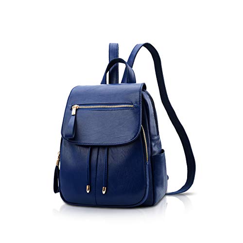 NICOLE&DORIS Mode Frauen Rucksack Mini Rucksack Kunstleder Leder Damen Rucksack Umhängetasche Geldbörsen Mädchen Rucksack Dunkelblau von NICOLE & DORIS