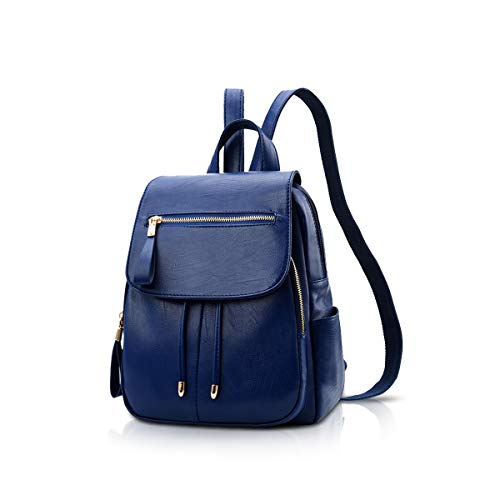 NICOLE & DORIS Modischer Damen-Rucksack, Mini-Rucksack, Kunstleder, Rucksack für Damen, Schultertasche, Rucksack, Mädchen, Weiß, dunkelblau, L, Klassisch von NICOLE & DORIS