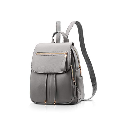 NICOLE&DORIS Mode Frauen Rucksack Mini Rucksack Kunstleder Leder Damen Rucksack Umhängetasche Geldbörsen Mädchen Rucksack Grau von NICOLE & DORIS