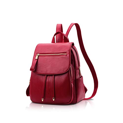 NICOLE&DORIS Mode Frauen Mini Rucksack Kunstleder Damen Umhängetasche Geldbörsen Mädchen Weinrot von NICOLE & DORIS