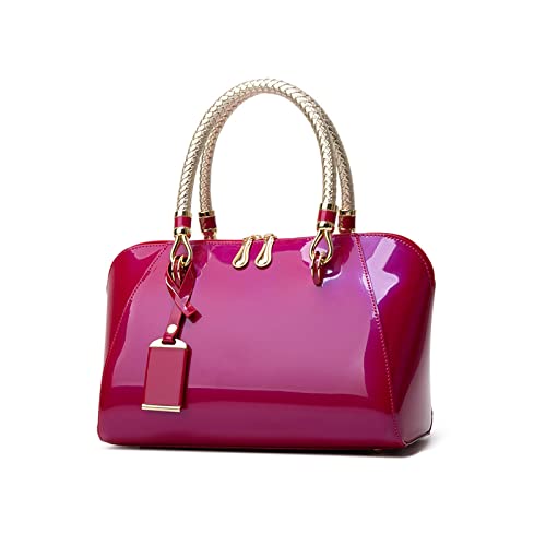 NICOLE & DORIS Mode Handtaschen Damen Lackleder Handtasche Elegant Schultertasche Frauen Umhängetasche wasserdichte Damentasche Hochzeits-Clutch Brieftasche Einkaufen Party Rose von NICOLE & DORIS