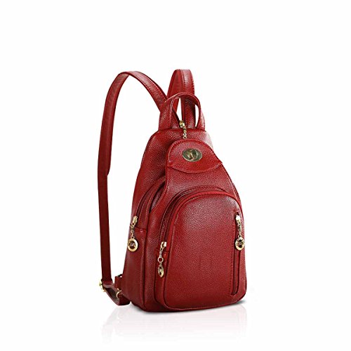 NICOLE & DORIS Modemarke Mädchen Rucksack Neue Mini Rucksack Kleine frische Stil, praktisch und bequem Rotwein von NICOLE & DORIS