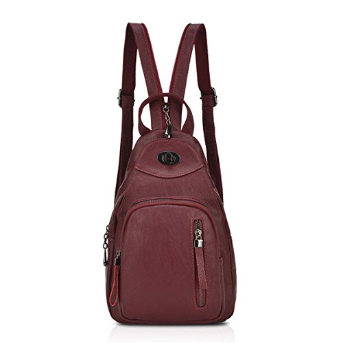 Nicole & Doris Modemarke Mädchen Rucksack Neue Mini Rucksack Kleine frische Stil, praktisch und bequem Washed Red Win von NICOLE & DORIS