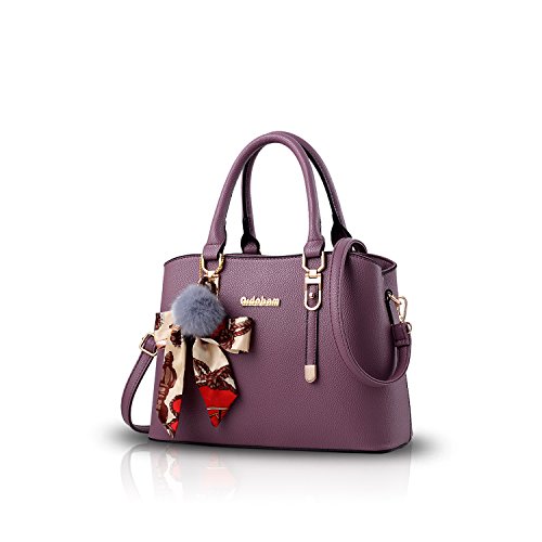 NICOLE&DORIS Neu Fashion Frauen Karriere Handtasche Tasche Umhängetasche Mode Strasse Damentaschen Weiche PU Purple von NICOLE & DORIS