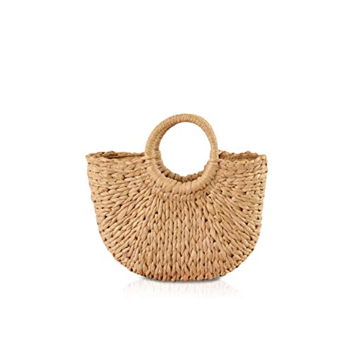 NICOLE&DORIS Neue Frauen Handtasche Stroh Tasche Griff Tasche Sommer Strandtasche Rattan Woven Handtasche für die Dame Khaki von NICOLE & DORIS